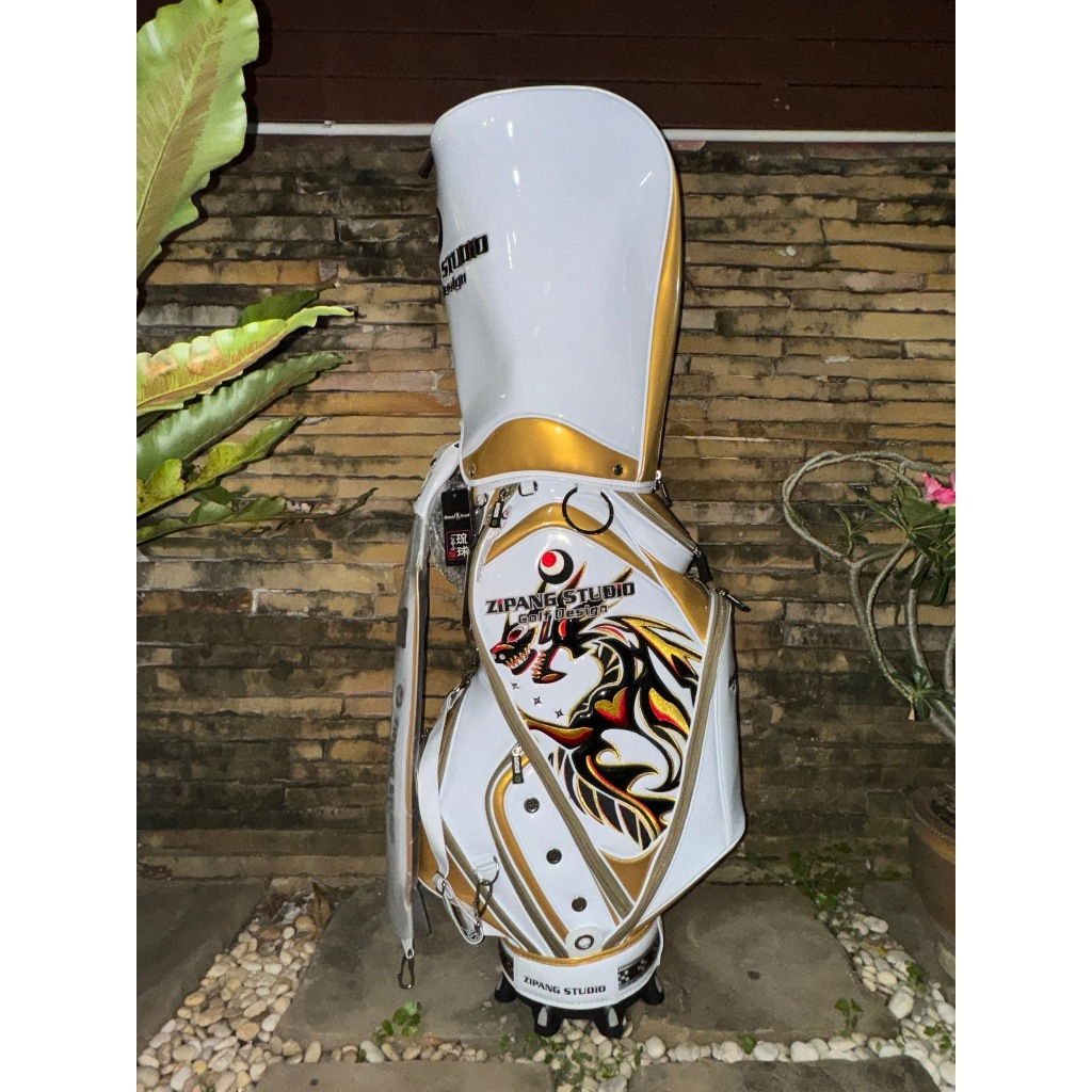 ถุงกอล์ฟ Zipang Studio Golf bag Ryukyu Japanese design Ancient White Golden Dragon Limited last one