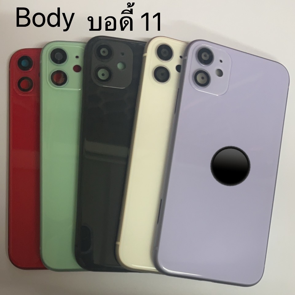 Body 11 บอดี้พร้อมรางซิมสวิทนอกเพิ่มเสียงลดเสียงฝาหลังกระจก สำหรับหน้าจอมือถือ