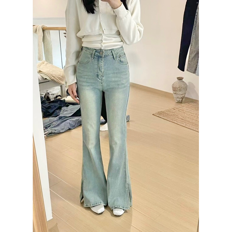(B19)Onni Jeans🥨 (สินค้าพร้อมส่ง) กางเกงยีนส์ฟอกอ่อนขาม้า🪡