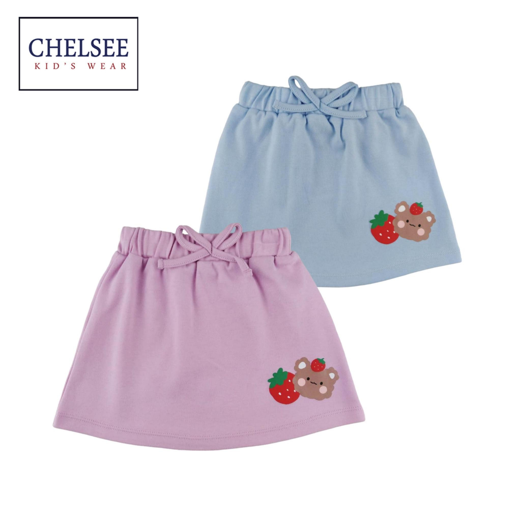 Chelsee กระโปรงสั้น เด็กผู้หญิง รุ่น 237979 ลายสตรอเบอรี่ เอวตกแต่งโบว์ ผ้า 100%Cotton อายุ 2-9 ปี กระโปรงเด็ก