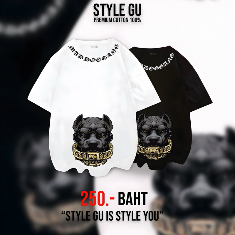 เสื้อยืดCotton100% ลาย PITBULL สกรีนแบบดิจิตอล เนื้อผ้าหนานุ่ม เกรดพรีเมี่ยม A350-แขนสั้น