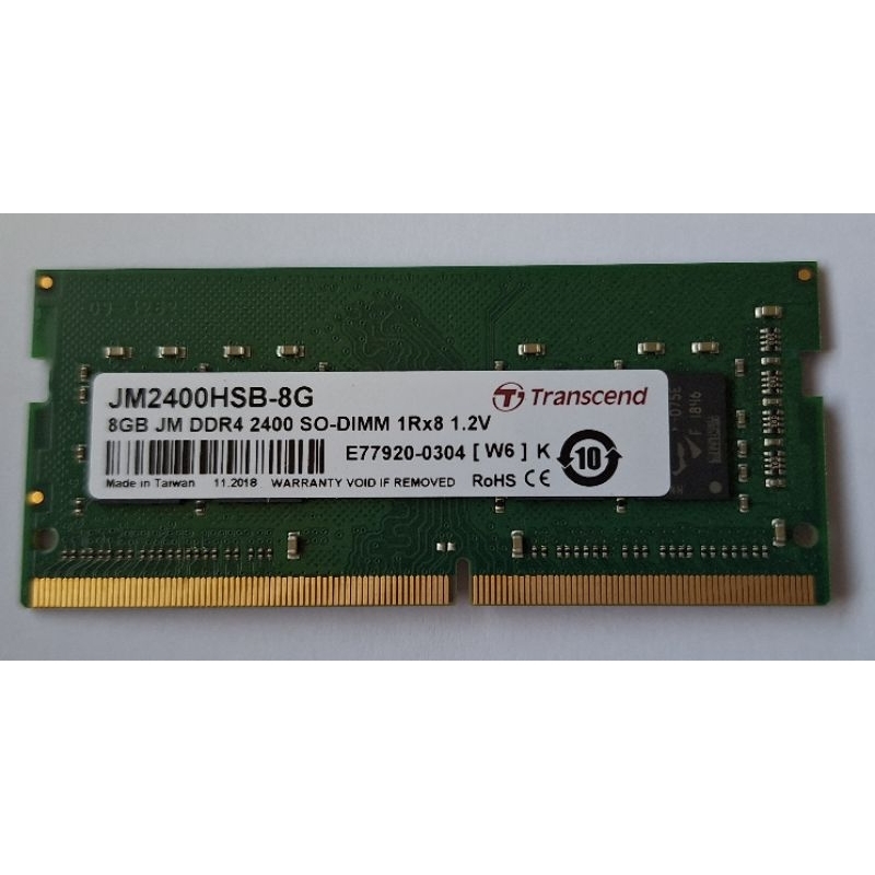 8GB JM DDR4 2400 SO-DIMM 1Rx8 1.2V Transcend
