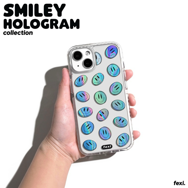 เคสไอโฟน “ Smiley Hologram “ iPhone Case for 12 - 16 series & Samsung S24 series.