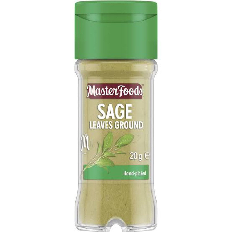 F/T master foods Sage leaves ground 20 g. มาสเตอร์ฟู้ด ใบเสจป่นนำเข้าจากออสเตรเลีย🇦🇺