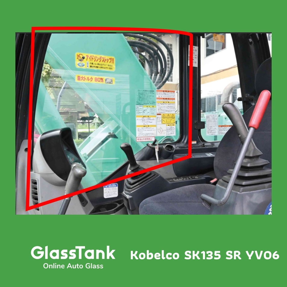 กระจกบานขวาใหญ่ โกเบลโก้ sk135 SR YV06 กระจกแม็คโคร
