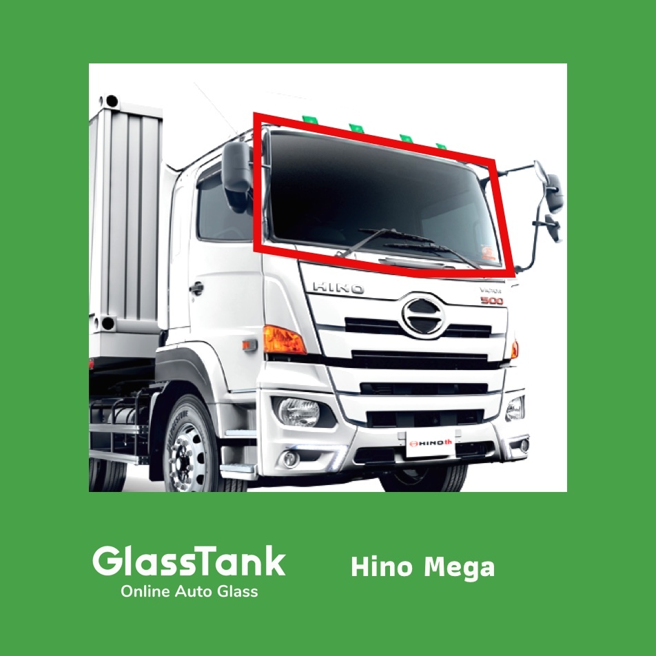 กระจกหน้า Hino Mega 6ล้อ 10ล้อ ฮีโน่ เมก้า กระจกรถสิบล้อ กระจกรถบรรทุก