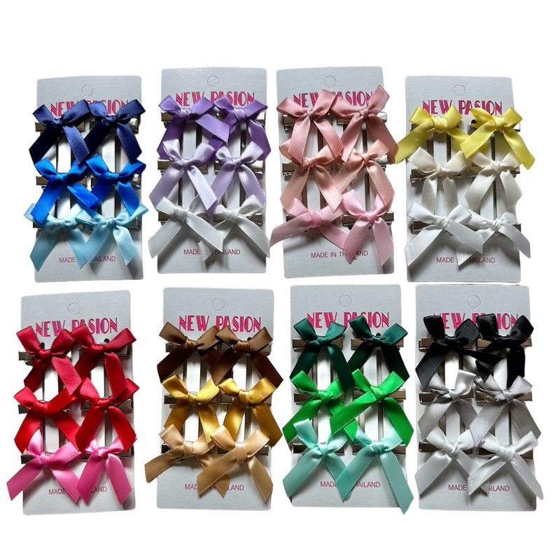 โบว์จิ๋ว โบวเล็กแบบรวมสี ขนาดริบบิ้น 10 มม.[1แผง/6ชิ้น]