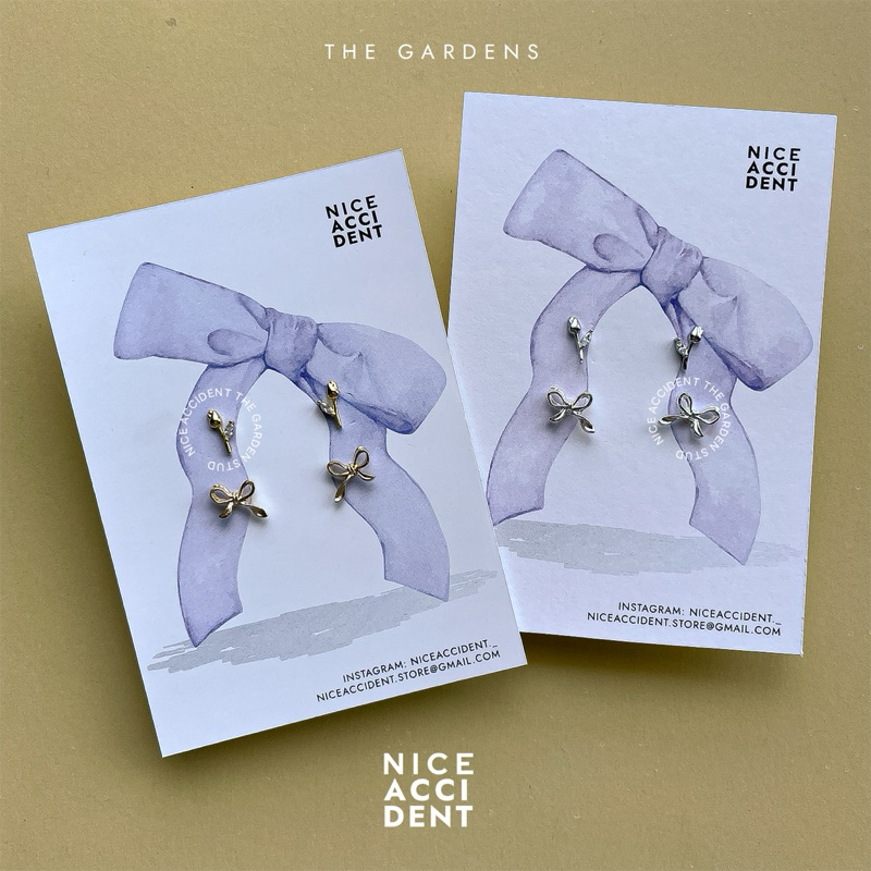 NICE ACCIDENT The Gardens tulip and bow stud earrings | ชุดต่างหูดอกไม้ทิวลิป และ ต่างหูโบว์