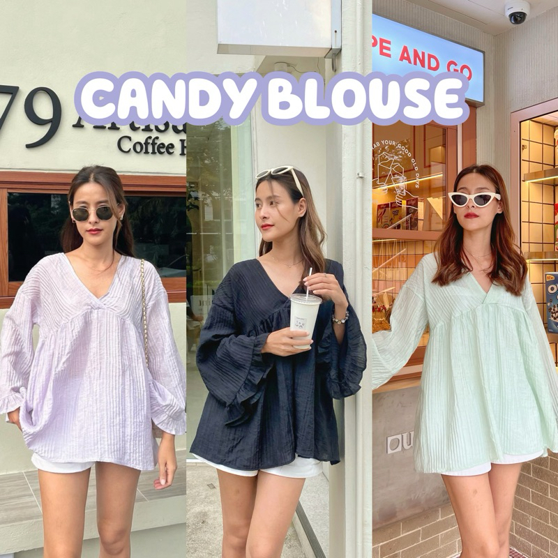 19JAN.STUDIO : CANDY BLOUSE เสื้อแขนยาว แต่งแขนทรงกระดิ่ง