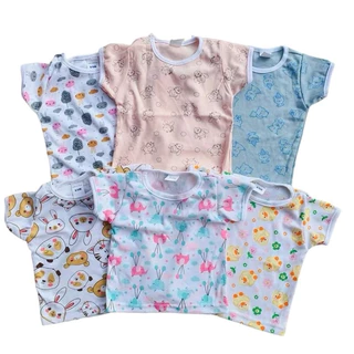 *แพ็ค3ตัว* เสื้อแขนสั้นเด็ก 3-9เดือนและ1,2,3ขวบ แบบสวมหัว ผ้าคอตตอน100%
