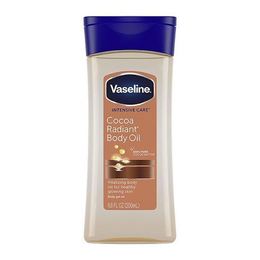 Vaseline Intensive Care Cocoa Radiant Body Gel Oil 200ml.นำเข้าจากประเทศอังกฤษ เหมาะสำหรับผิวแห้ง ถึงแห้งมาก