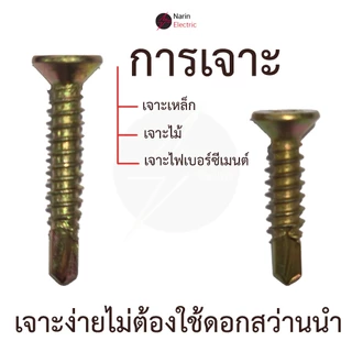 สกรูปลายสว่าน สกรูเจาะเหล็ก สกรูยึดหลังคาซีแพคโมเนีย Self Drilling Screw หัว F #8