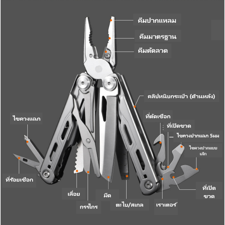 มีดเดินป่า มีด+คีมพกพาเอนกประสงค์ Multi-Tool Heavy Duty Multifucntion 14in1คุณภาพระดับพรีเมี่ยม – โปรปัง