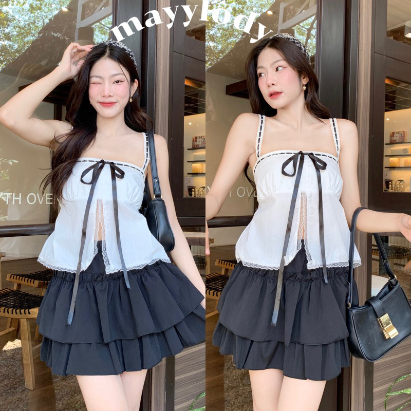 ❤️mayylody❤️ (ขายแยกชิ้น) เสื้อเวียดนาม แต่งริบบิ้นดำ สวยแซบหวานน่ารักลงตัว สวยปังไม่ไหว เสื้อเวียดนาม