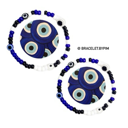 สร้อยคอลูกปัดรูปดวงตา (Evil Eye) กำไลลูกปัด กำไลข้อมือ โทนสีบลู แนวเท่มาแรง
