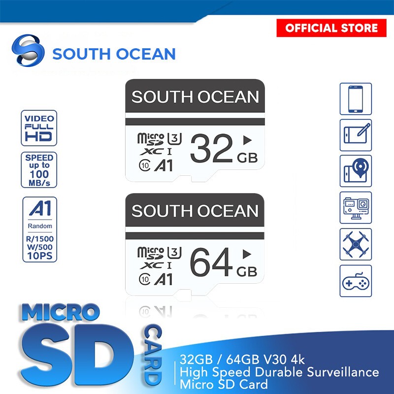 Micro SD card Class10 TF card 32gb memory card เมมโมรี่การ์ด Kingston Micro SD card Memory Card 32GB 64GB กล้อง/ โทรศัพท
