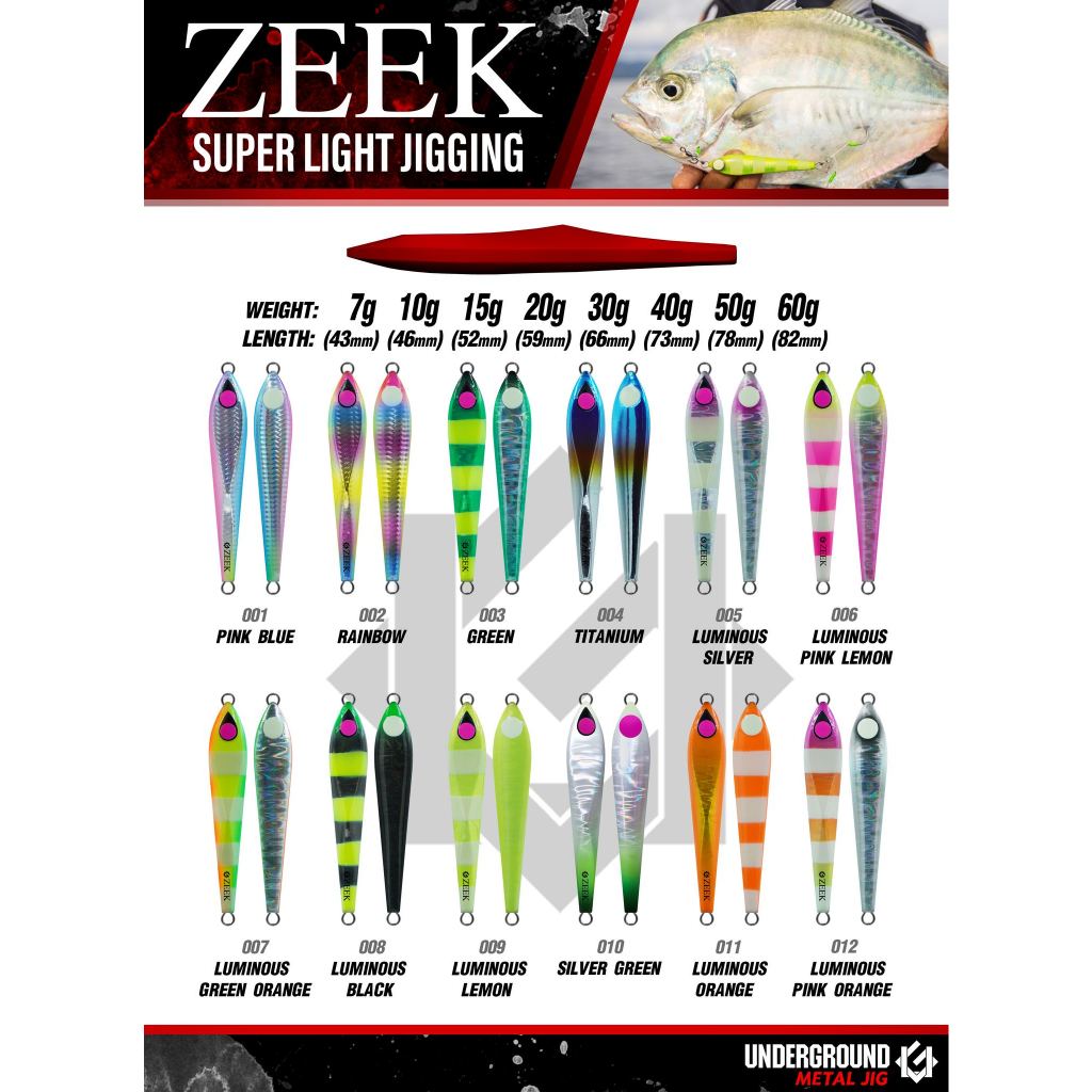 เหยื่อจิ๊ก Underground รุ่น Zeek 7/10/15/20 g