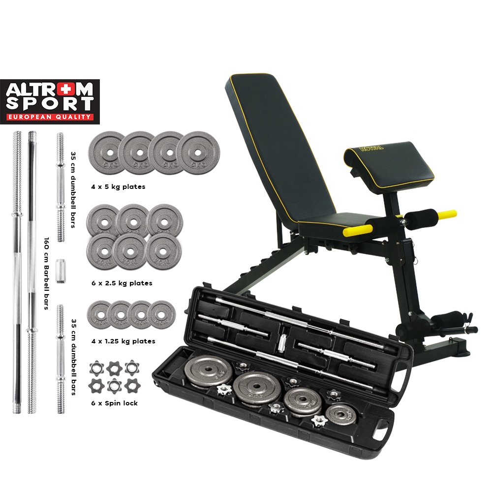 Altrom Sport รุ่น AM-021DZK + BBS5000 ม้านั่งออกกำลังกาย + ดัมเบลเซท 50 kg