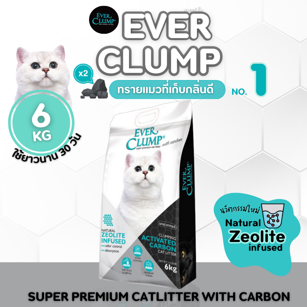 (8Lใช้นาน30วัน) Everclump ทรายแมวเก็บกลิ่นดีอันดับหนึ่ง (6kg) EVERCLUMP USA วัตถุดิบธรรมชาติ100%