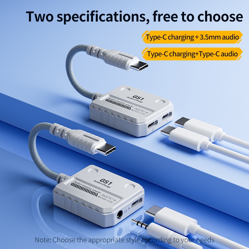 ซาวด์การ์ด Plextone GS1 60W 2in1 Type-C + 3.5 mm or Type-C + Tpye-C Gaming Audio + Charge Adapter แจ็คหูฟัง อแดปเตอร์