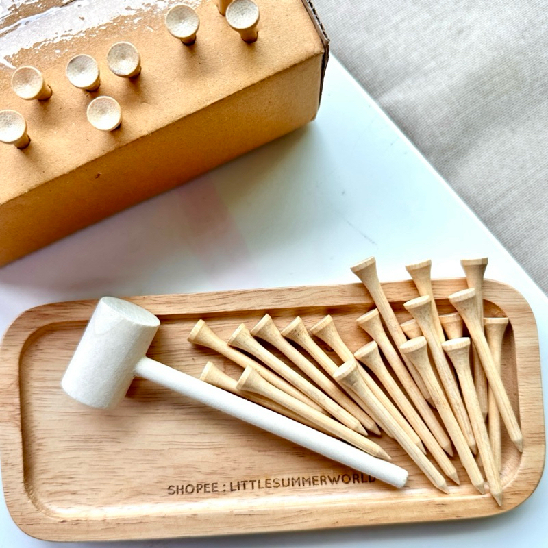 พร้อมส่ง🇹🇭 Montessori ชุดค้อน+ตะปูไม้20อัน🛠️