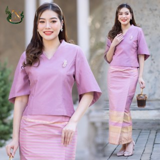 เสื้อผ้าไหม ทรงเอวสูง ผ้าถุง เย็บสำเร็จทอลาย ชุดออกงาน ไปวัด…