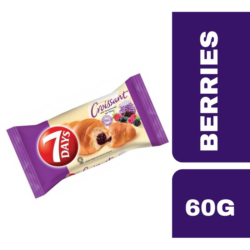 7Days Croissant with forest berries jam filling 60g ++ 7เดย์ ครัวซองต์ไส้แยมเบอร์รี่ 60g