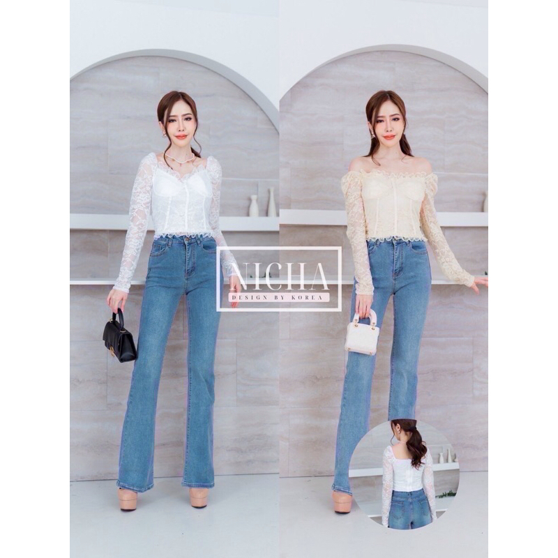 NICHA ONLINE ครอปแขนยาว แต่งลูกไม้ซับในทั้งตัว มีซิปหลังถอดได้ สวย แพง ดูไฮมากค่ะ