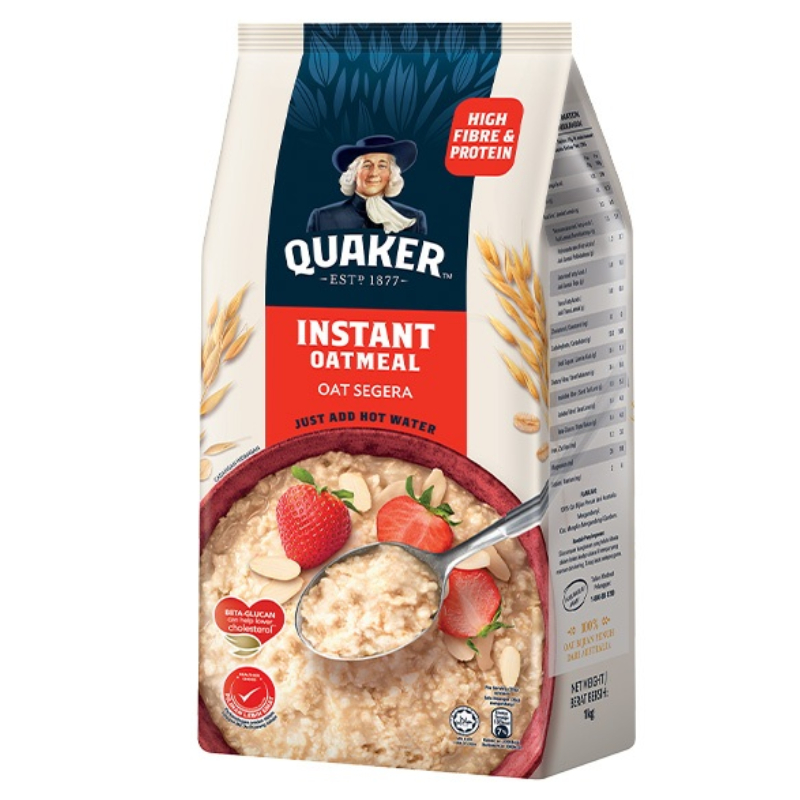 เควกเกอร์ ข้าวโอ๊ต กึ่งสำเร็จ 1000 กรัม - Instant Oatmeal 1000g Quaker brand