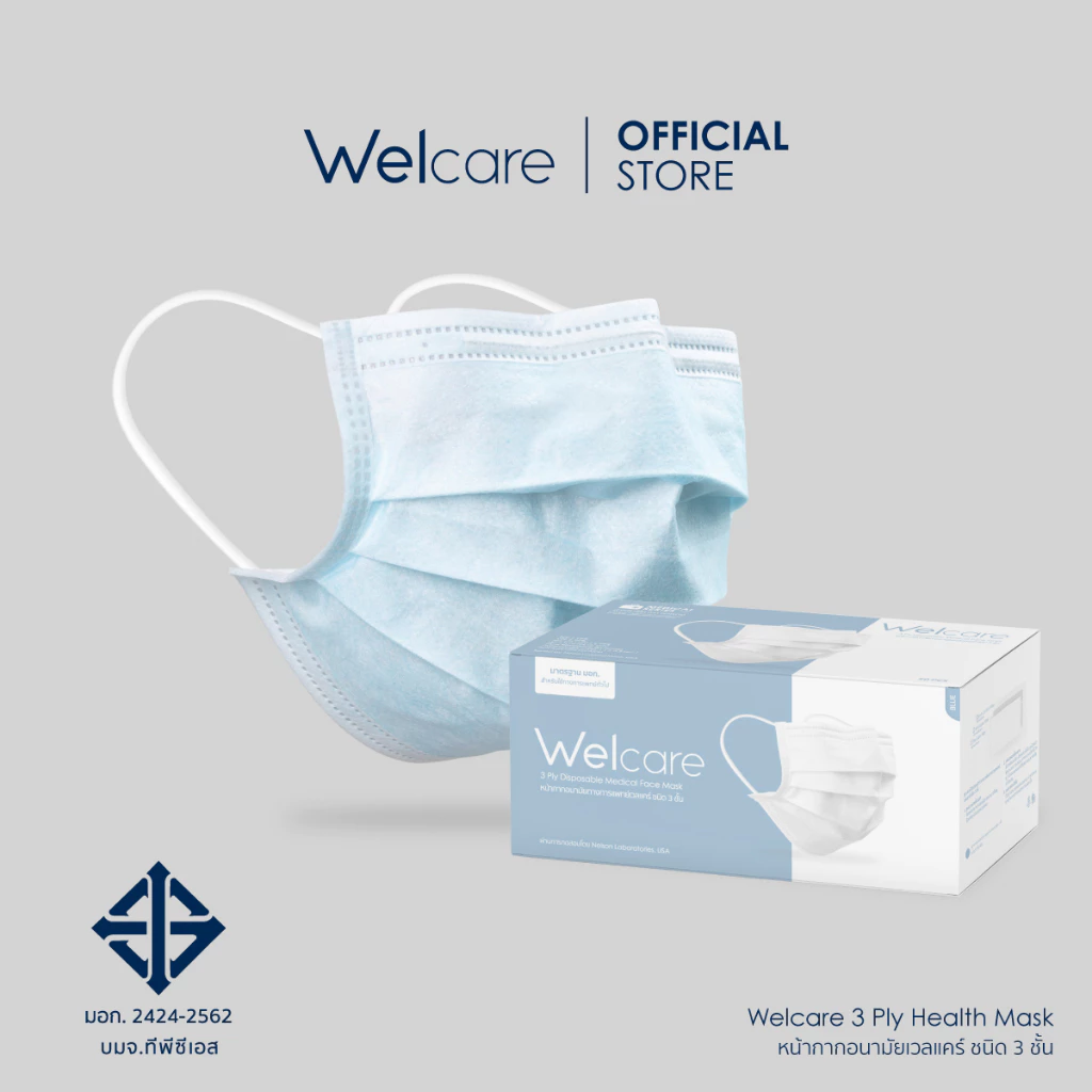 หน้ากากอนามัย Welcare ทางการแพทย์ 3 ชั้น ระดับ 1 ช่วยป้องกันฝุ่น PM2.5 50 ชิ้น/กล่อง thumbnail 3