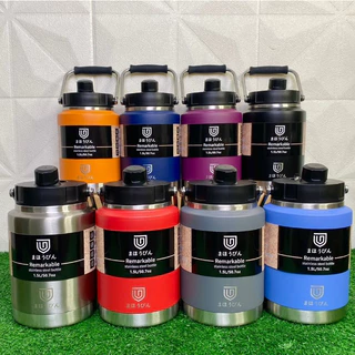กระบอกน้ำเก็บอุณหภูมิความร้อน-เย็นมีหลอดพร้อมหูหิ้วในตัว Mahobin สแตนเลส SUS 316 ขนาดความจุ 1.5 L2. /1500/2000 ml. M-15