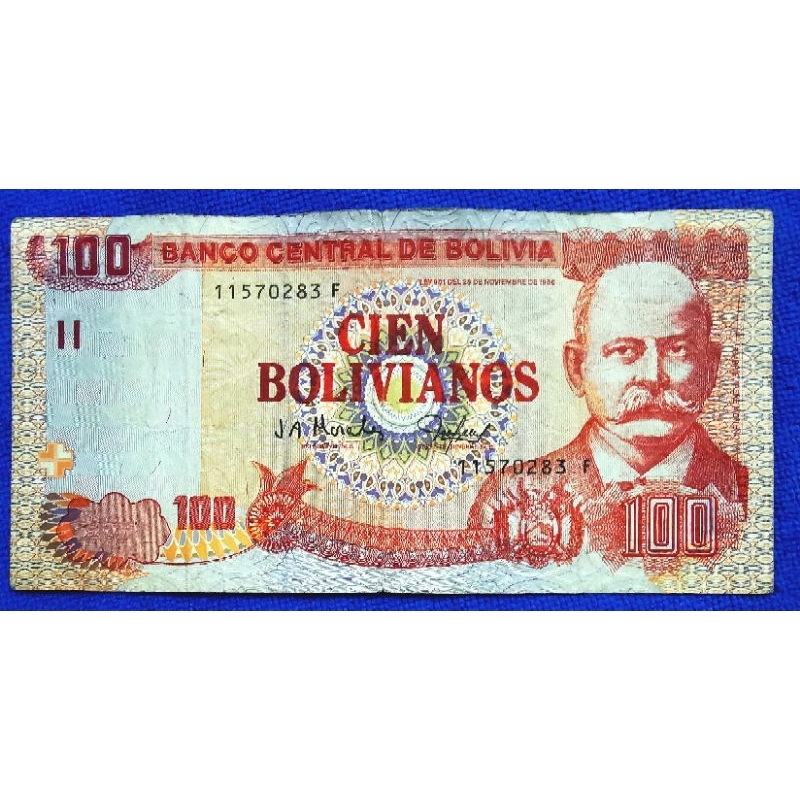 แบงก์​เก่าโบลิเวีย​ Bolivia, 100 Bolivianos, ใช้แล้ว, B1238T