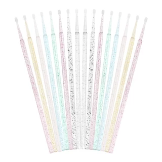 ไมโครบรัชด้านกริตเตอร์ 100 ชิ้น/ห่อ Microblush แปรงป้ายครีม แปรงตักครีม มี7สี