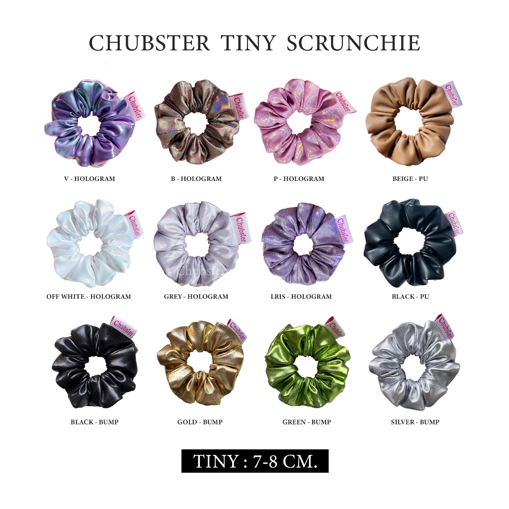 Tiny Scrunchie ยางมัดผม (จิ๋ว) รวมหลายเนื้อผ้า ผ้าโฮโลแกรม ผ้าบั้ม ผ้าหนังPU ยางมัดผมสครั้นชี่