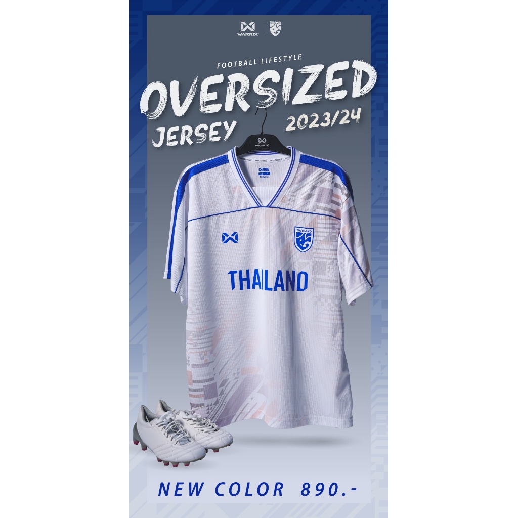 WARRIX เสื้อคอวี Football Life Style Oversize (WA-233FBATH10)