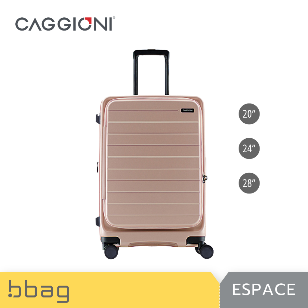 Caggioni กระเป๋าเดินทาง ฝาหน้า รุ่นเอสเปซ Espace (N20022) ล้อคู่ TSA Lock 20/24/28 นิ้ว : สีชมพู