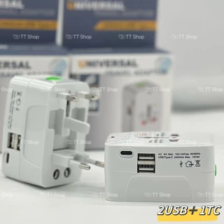 Universal travel adapter หัวแปลงปลั๊กไฟ 1500W ปลั๊กแปลง usb ปลั๊กขาต่างประเทศ 1USB ➕1TC