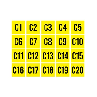ป้ายสติกเกอร์ สติกเกอร์ข้อความ ติดโต๊ะ เบอร์ "C1 - C20" ได้รับ 20 ดวง [รหัส A-132]