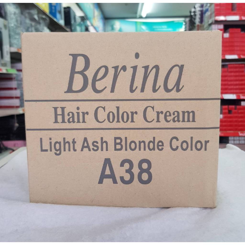 Berina A38 Light Ash Blonde Color ครีมย้อมผม เบอริน่า เอ38 สีบลอนด์อ่อนประกายหม่น ยกโหล