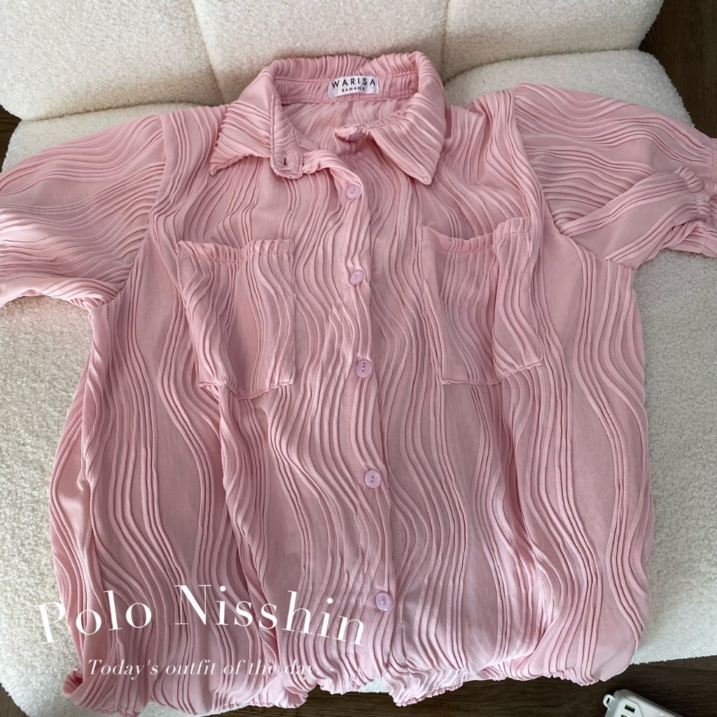 เสื้อเชิ้ตกระดุมหน้า ผ้านิชชิน อก46