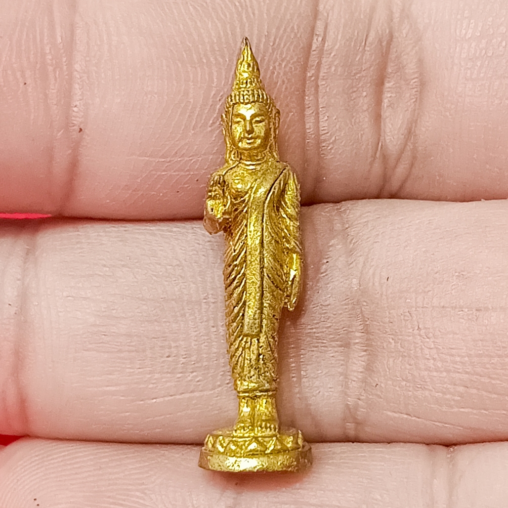 พระพุทธรูป ปางห้ามญาติ พระประจำวันจันทร์ เนื้อกะไหล่ทอง ขนาด 3 ซม.
