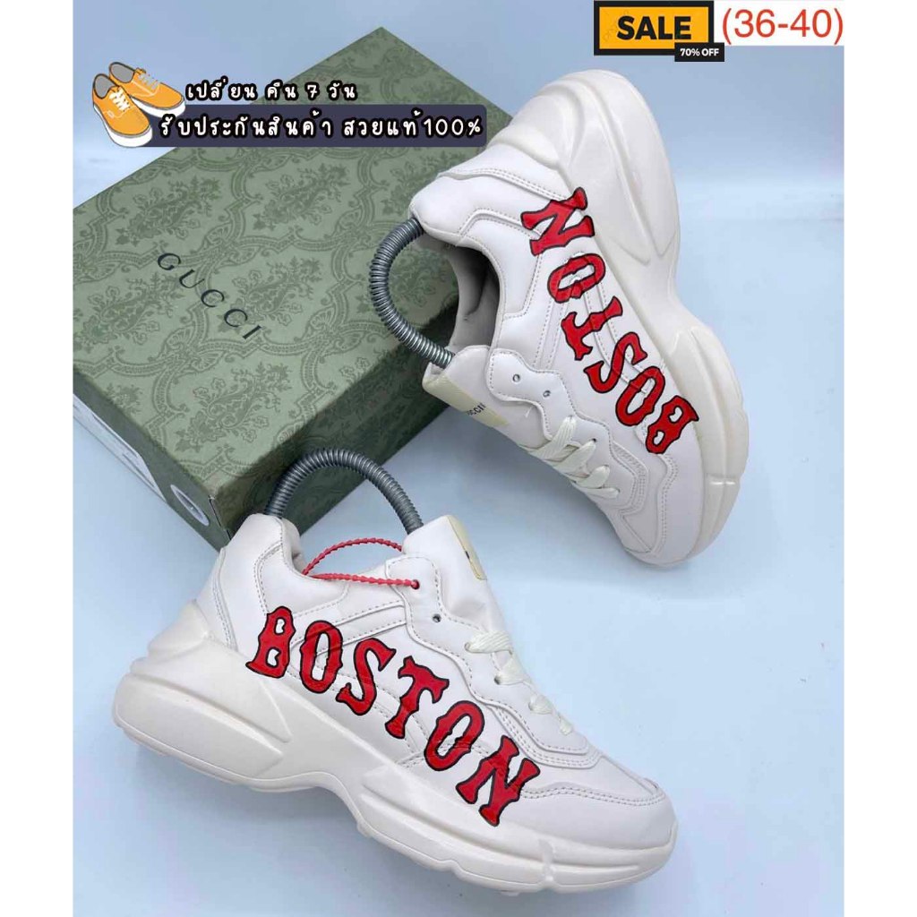 รองเท้า GG สีครีม Boston ผ้าใบทรงฮิต เหมาะกับทุกโอกาส พร้อมส่งจากไทย