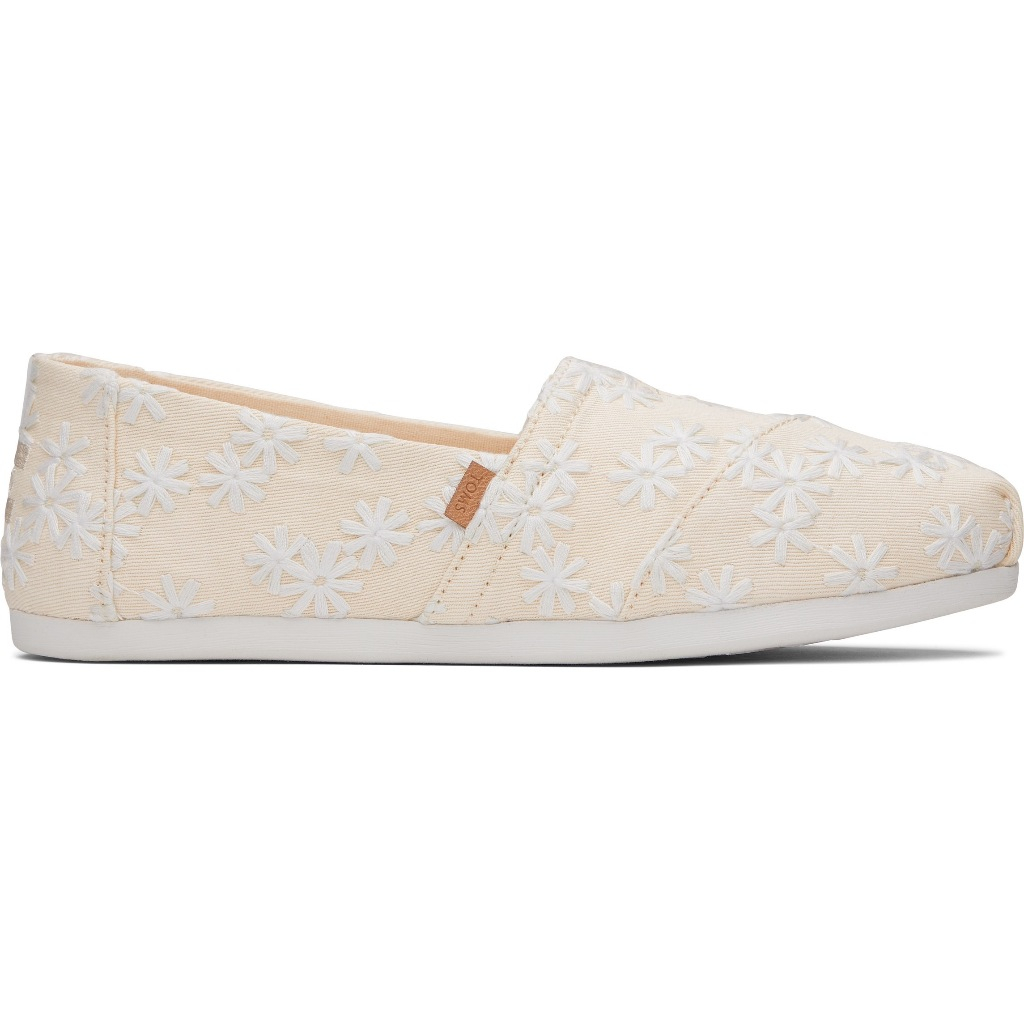 TOMS รองเท้าลำลองผู้หญิง สลิปออน รุ่น Alpargata Natural Embroidered Floral (CC) รองเท้าลิขสิทธิ์แท้