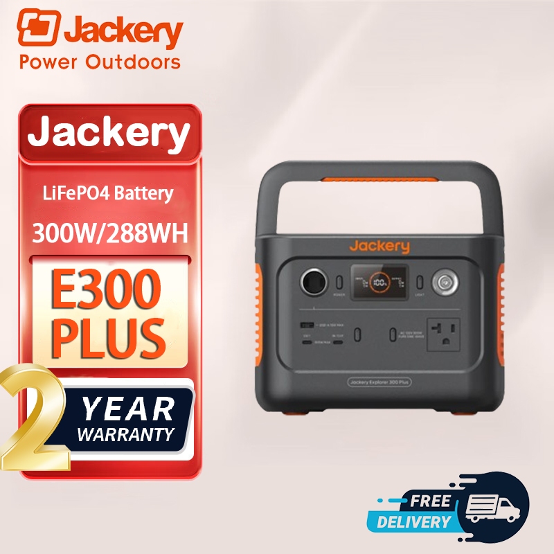 Jackery E300 PLUS Portable Power Station แบตเตอรี่สำรองไฟพกพาความจุ300W/288Wh เหมาะสำหรับกลางแจ้ง แคมป์ปิ้ง และฉุกเฉิน