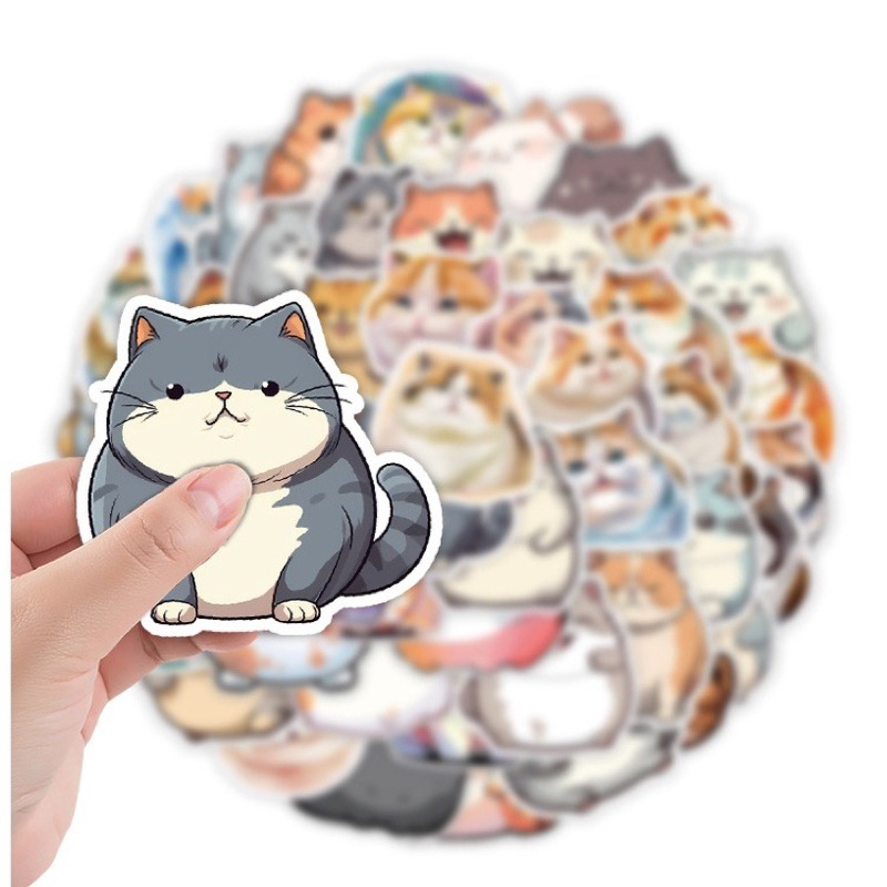 สติ๊กเกอร์ น้องแมวถังแก๊ส 754 น้องแมว 50ชิ้น น้องน่ารักมาก น้อง แมว อัวน cat น้อน แมว เหมียว แมวส้ม สติ๊กเกอร์แมว แ ม ว