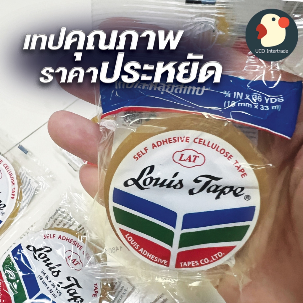 เทปหลุยส์ Louis Tape เทปใส แกนเล็ก/ใหญ่ หน้ากว้าง 1/2"(12mm) 3/4"(18mm) 1"(24mm) ยาว 36 หลา ขาย 1ชิ้น