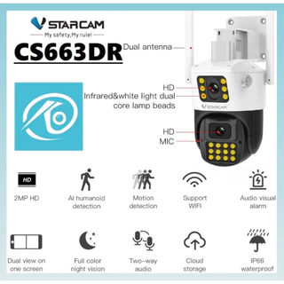 VSTARCAM CG663DR 4G LTE SiM / CS663DR WiFi FHD 1080p 2.0mp iP Camera กล้องวงจรปิดใส่ซิม กล้องวงจรปิดไวไฟ(เลนส์กล้องคู่)
