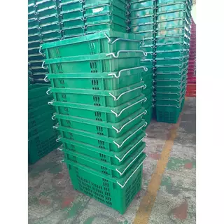 แพ็ค 10 ใบสั่งได้สูงสุด20ใบ ตะกร้าผลไม้ ลังหูเหล็ก เกรด อุตสาหกรรม บรรจุ 25 kg. หนา เหนียวทน