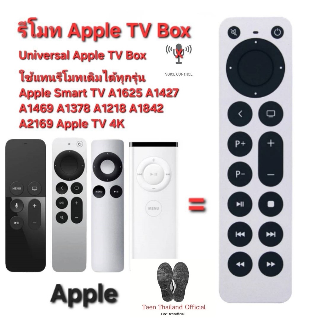 รีโมททดแทน Apple TV Box ใช้ทดแทนตัวเดิมได้ทุกรุ่น Apple 4K Apple TV gen 1,2,3 Apple TV HD ใช้ได้ 100