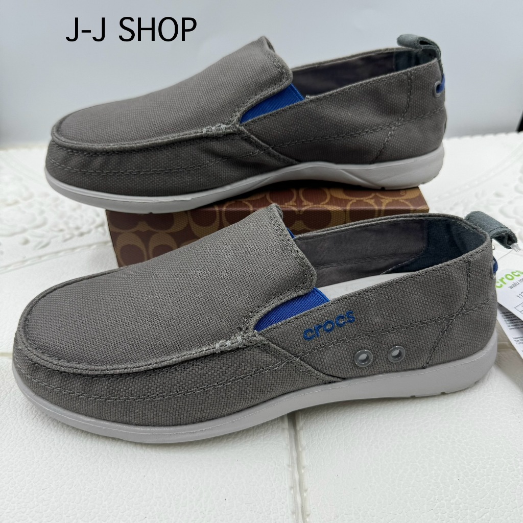 รองเท้าผ้าใบ Crocsสำหรับผู้ชาย ผลิตจากผ้าคุณภาพดี พื้นนิ่มใส่สบายใส่ทน  รับรองสินค้าตรงปกตามรูป